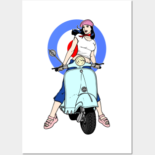 Pretty Scooter Girl Posters and Art